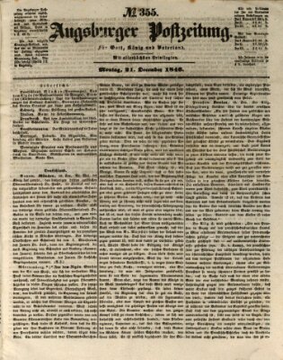 Augsburger Postzeitung Montag 21. Dezember 1846