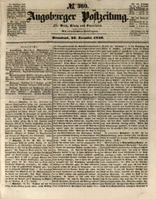 Augsburger Postzeitung Samstag 26. Dezember 1846