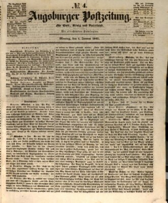 Augsburger Postzeitung Montag 4. Januar 1847