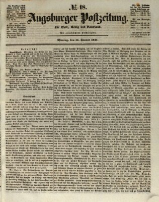 Augsburger Postzeitung Montag 18. Januar 1847