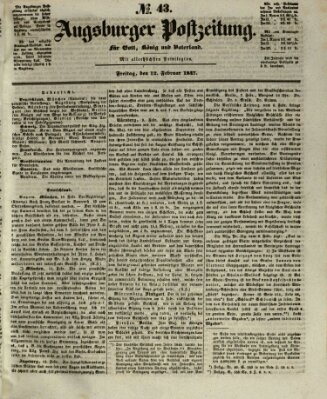 Augsburger Postzeitung Freitag 12. Februar 1847