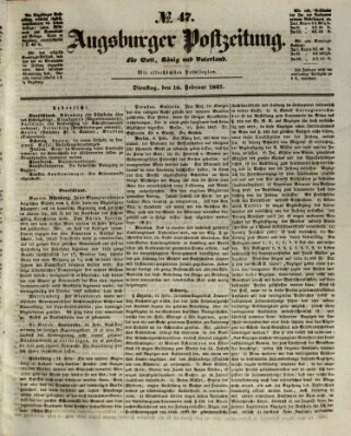 Augsburger Postzeitung Dienstag 16. Februar 1847