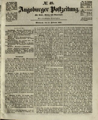 Augsburger Postzeitung Mittwoch 17. Februar 1847