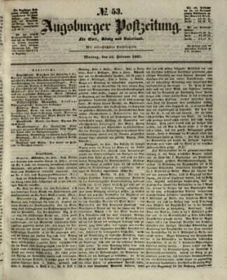 Augsburger Postzeitung Montag 22. Februar 1847