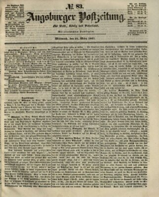 Augsburger Postzeitung Mittwoch 24. März 1847