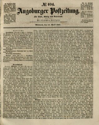 Augsburger Postzeitung Mittwoch 14. April 1847