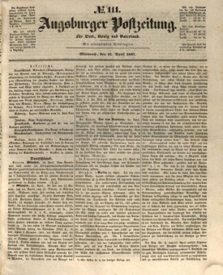 Augsburger Postzeitung Mittwoch 21. April 1847