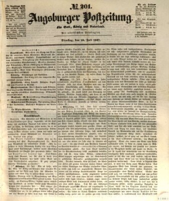 Augsburger Postzeitung Dienstag 20. Juli 1847