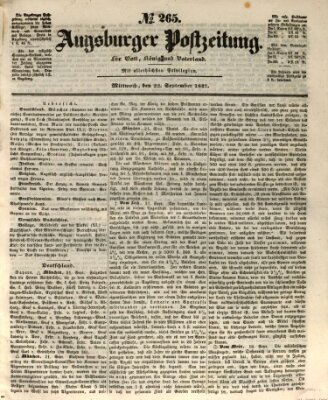 Augsburger Postzeitung Mittwoch 22. September 1847