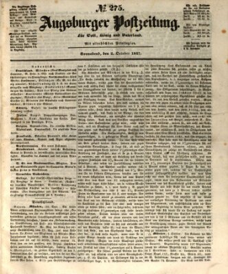 Augsburger Postzeitung Samstag 2. Oktober 1847