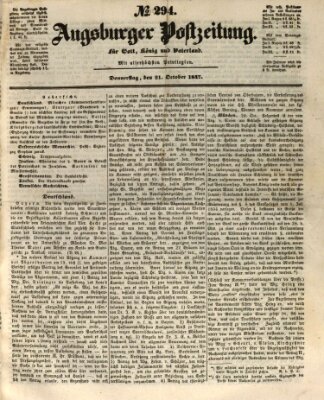 Augsburger Postzeitung Donnerstag 21. Oktober 1847