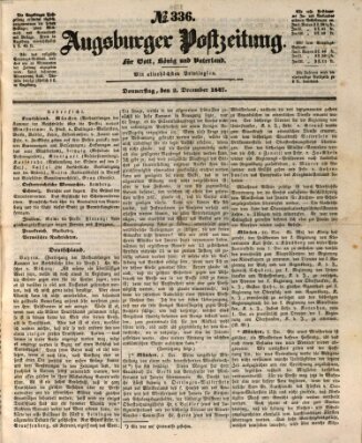 Augsburger Postzeitung Donnerstag 2. Dezember 1847