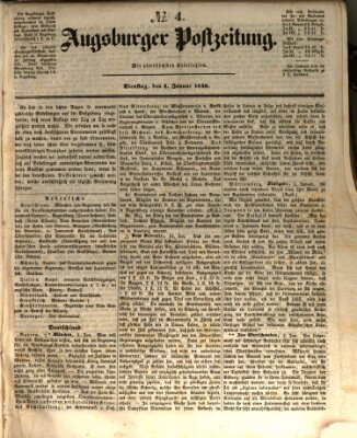 Augsburger Postzeitung Dienstag 4. Januar 1848