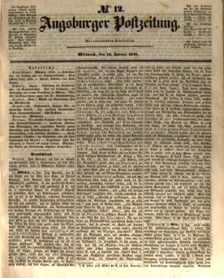 Augsburger Postzeitung Mittwoch 12. Januar 1848