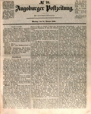 Augsburger Postzeitung Montag 31. Januar 1848