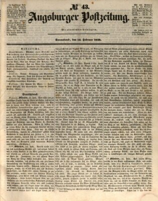 Augsburger Postzeitung Samstag 12. Februar 1848