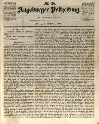 Augsburger Postzeitung Montag 14. Februar 1848