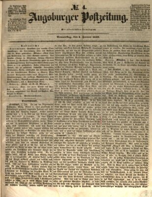 Augsburger Postzeitung Donnerstag 4. Januar 1849