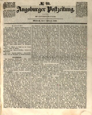 Augsburger Postzeitung Mittwoch 7. Februar 1849