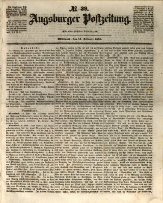 Augsburger Postzeitung Mittwoch 14. Februar 1849