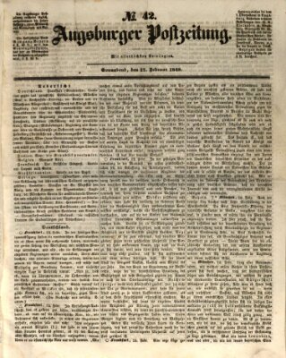 Augsburger Postzeitung Samstag 17. Februar 1849