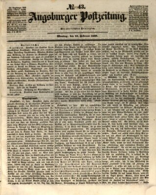 Augsburger Postzeitung Montag 19. Februar 1849