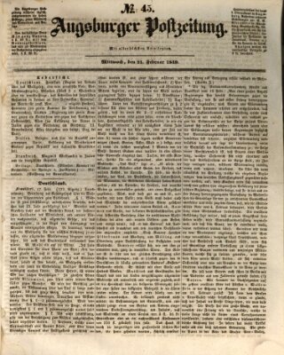 Augsburger Postzeitung Mittwoch 21. Februar 1849