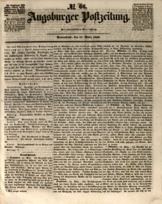 Augsburger Postzeitung Samstag 17. März 1849