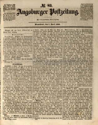 Augsburger Postzeitung Samstag 7. April 1849