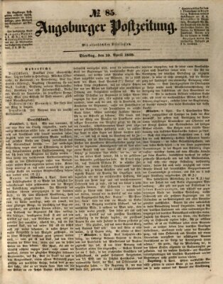 Augsburger Postzeitung Dienstag 10. April 1849