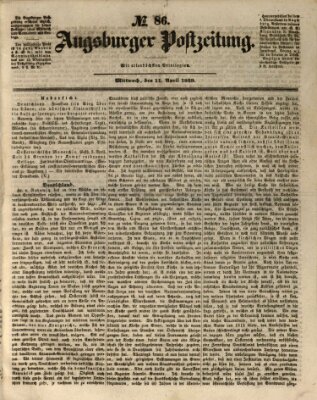 Augsburger Postzeitung Mittwoch 11. April 1849