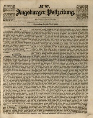 Augsburger Postzeitung Donnerstag 12. April 1849