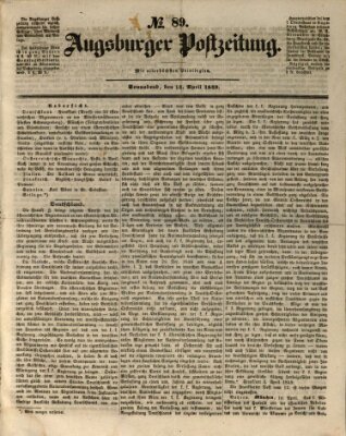 Augsburger Postzeitung Samstag 14. April 1849