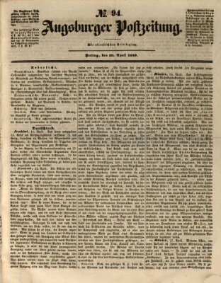 Augsburger Postzeitung Freitag 20. April 1849