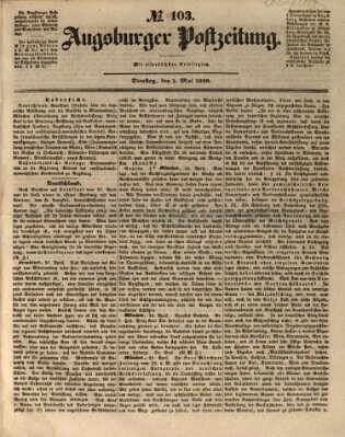 Augsburger Postzeitung Dienstag 1. Mai 1849