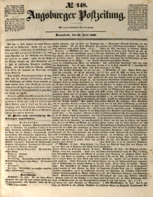 Augsburger Postzeitung Samstag 23. Juni 1849