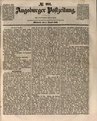 Augsburger Postzeitung Mittwoch 1. August 1849