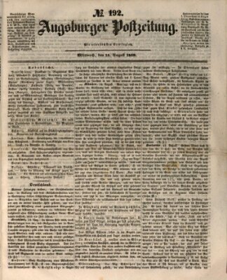 Augsburger Postzeitung Mittwoch 15. August 1849