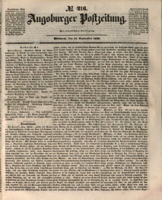 Augsburger Postzeitung Mittwoch 12. September 1849