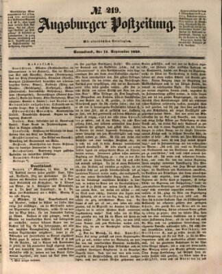 Augsburger Postzeitung Samstag 15. September 1849