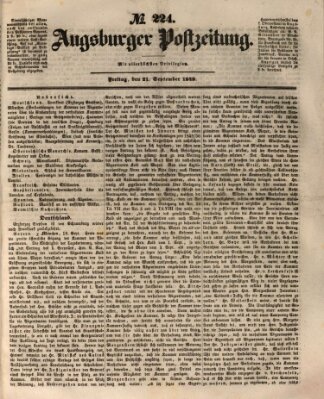 Augsburger Postzeitung Freitag 21. September 1849