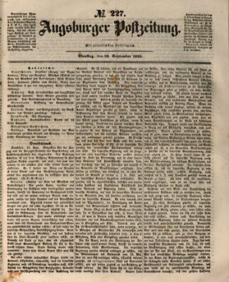 Augsburger Postzeitung Dienstag 25. September 1849