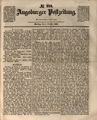 Augsburger Postzeitung Montag 1. Oktober 1849