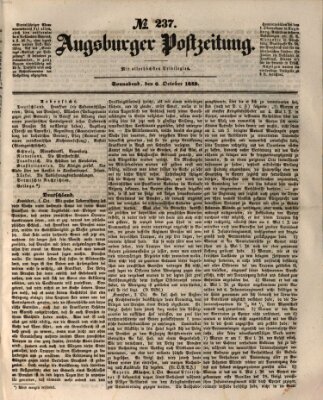 Augsburger Postzeitung Samstag 6. Oktober 1849