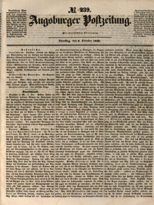 Augsburger Postzeitung Dienstag 9. Oktober 1849