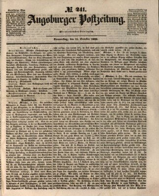 Augsburger Postzeitung Donnerstag 11. Oktober 1849