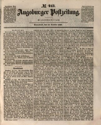 Augsburger Postzeitung Samstag 13. Oktober 1849