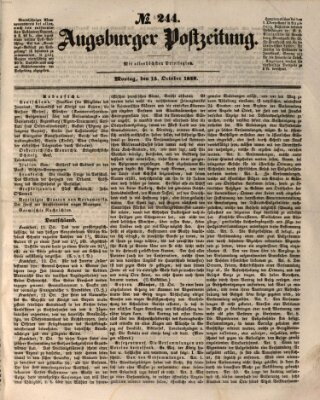 Augsburger Postzeitung Montag 15. Oktober 1849