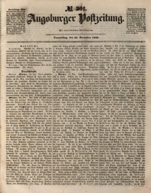 Augsburger Postzeitung Donnerstag 20. Dezember 1849