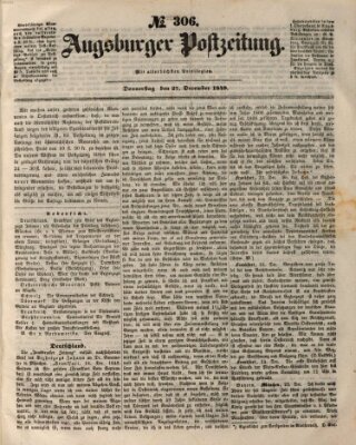 Augsburger Postzeitung Donnerstag 27. Dezember 1849